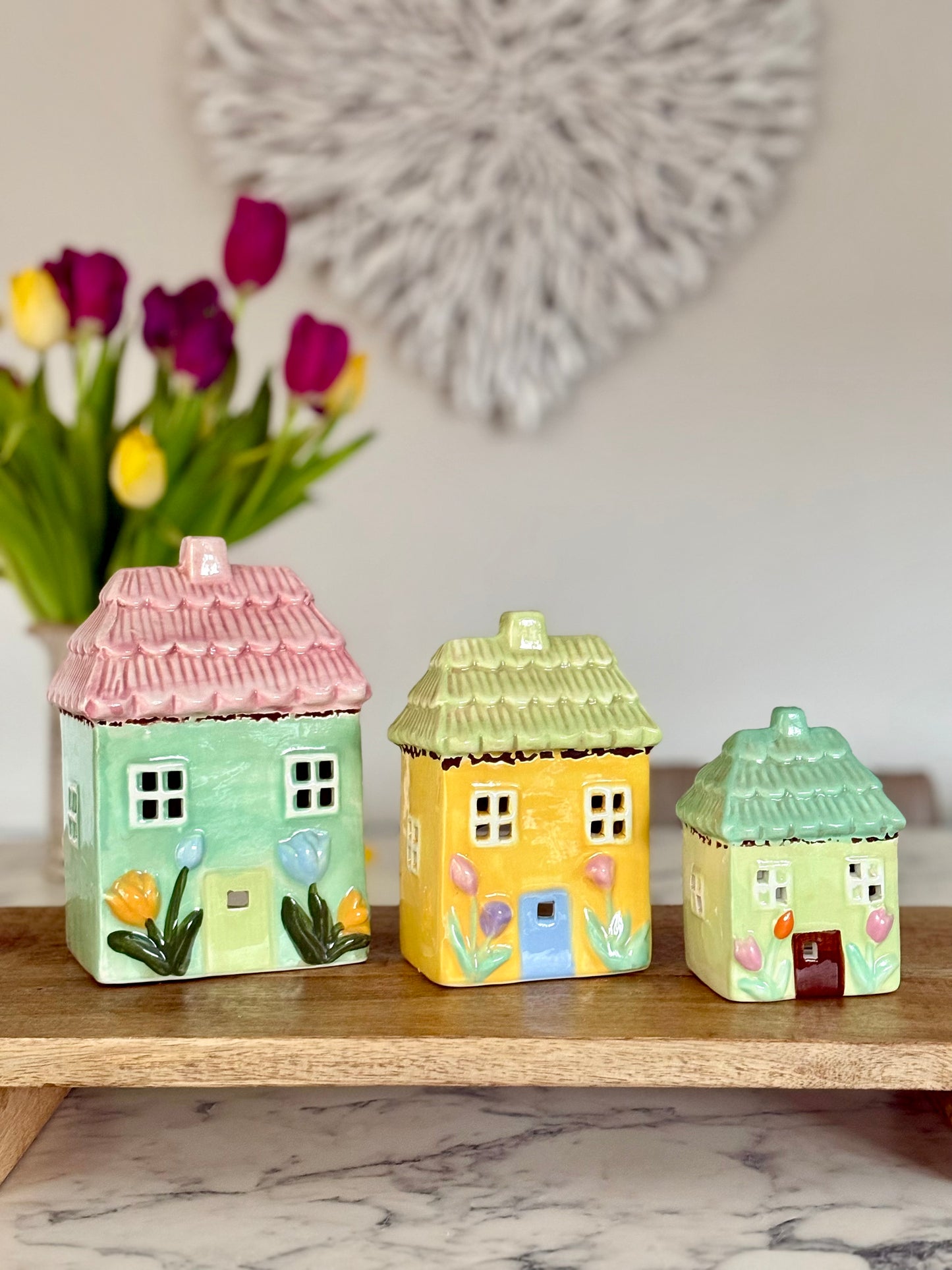 Ceramic Spring House Cottage Tea Light Holder Ornaments