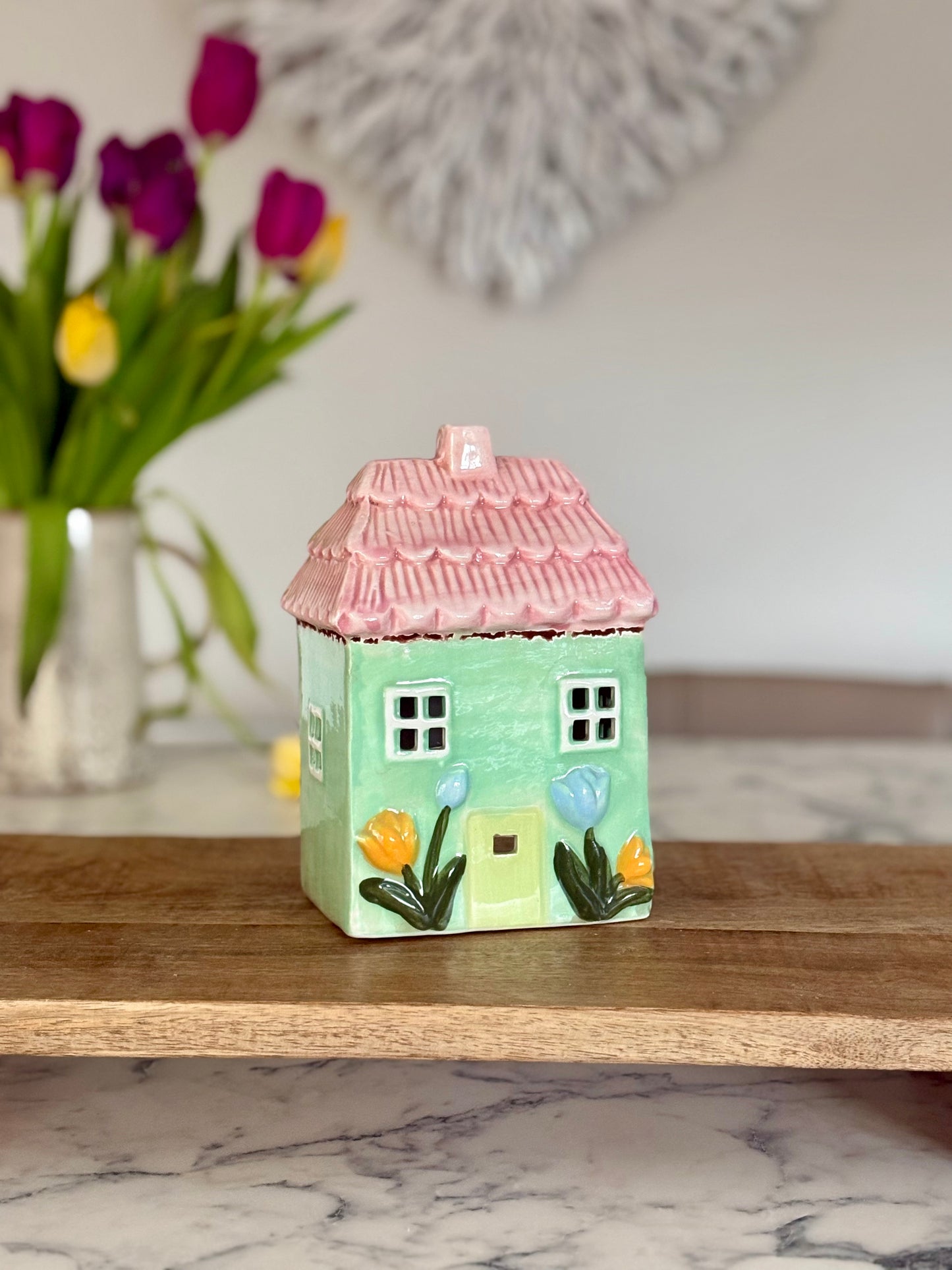 Ceramic Spring House Cottage Tea Light Holder Ornaments