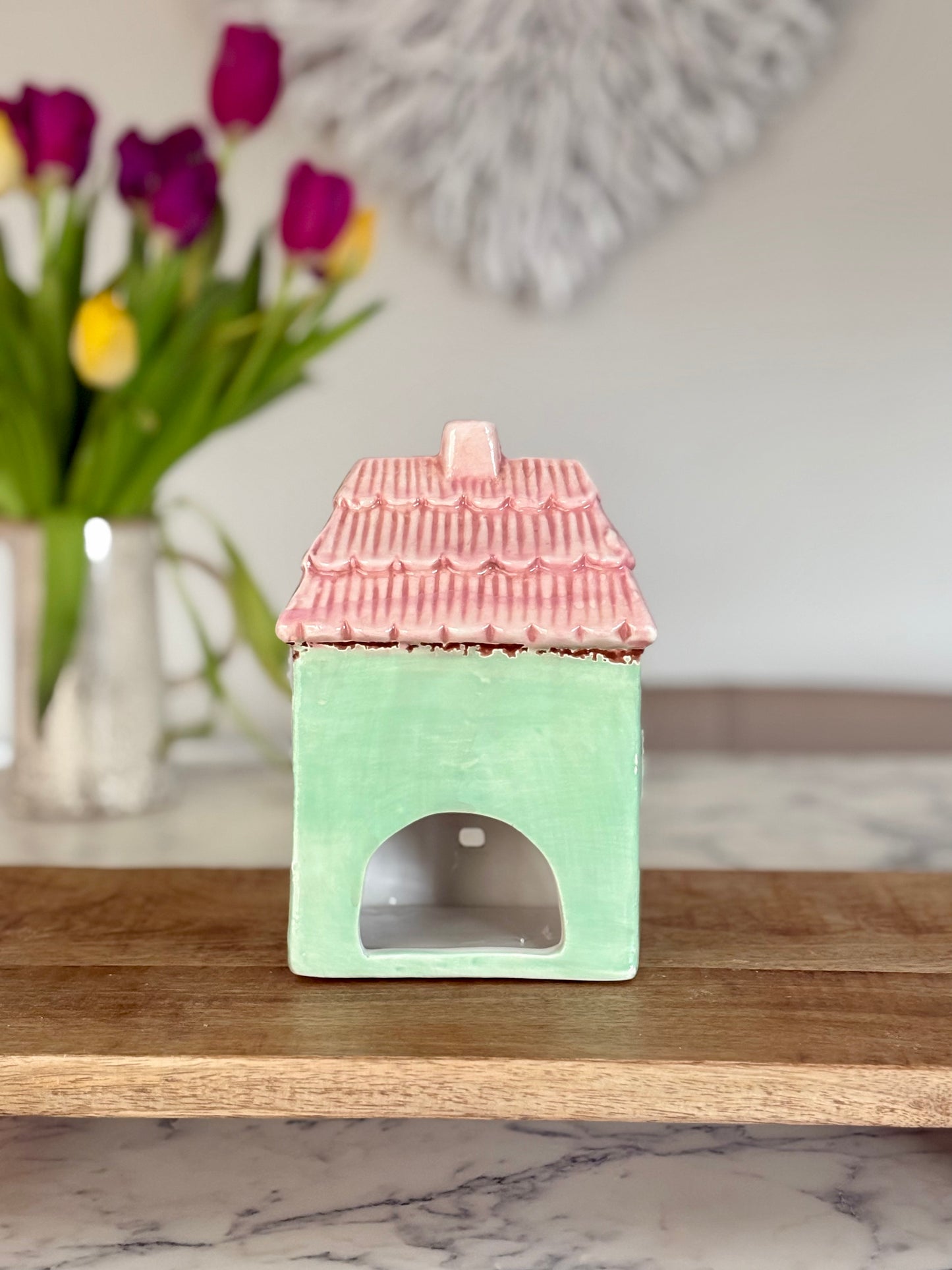 Ceramic Spring House Cottage Tea Light Holder Ornaments
