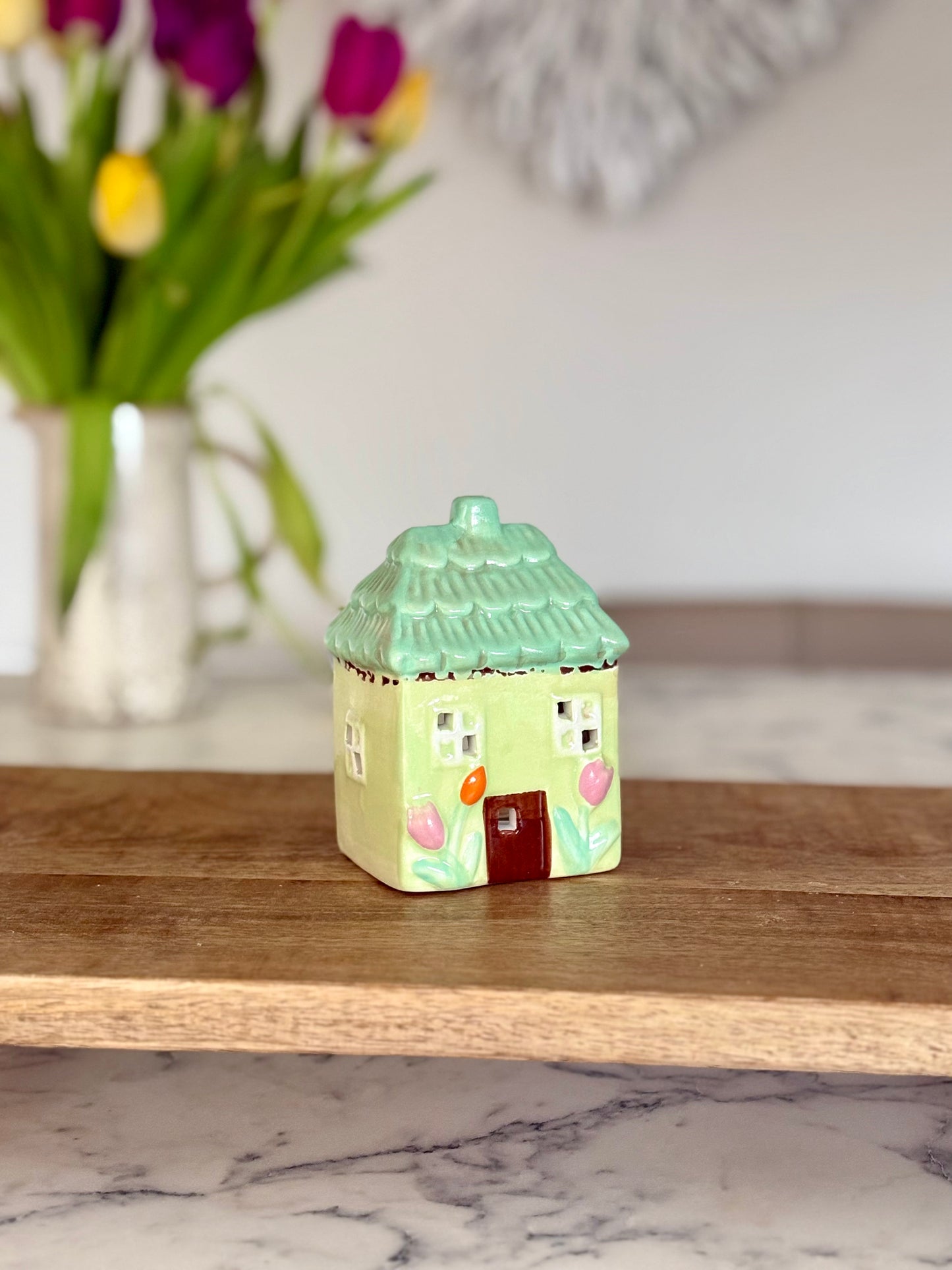 Ceramic Spring House Cottage Tea Light Holder Ornaments