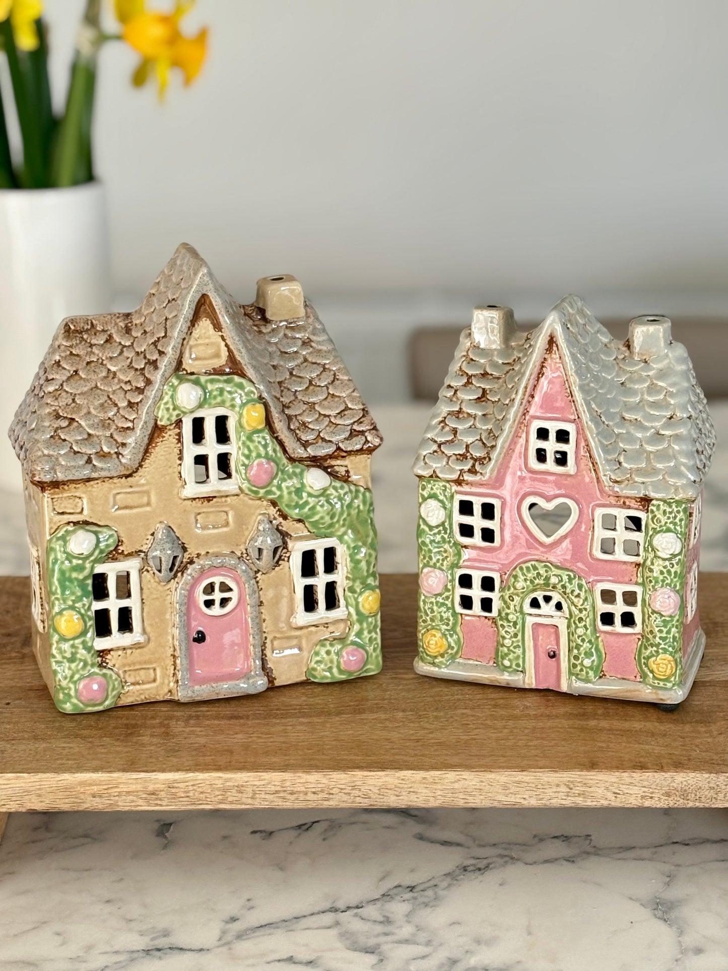 Ceramic Cottage Tea Light House Holders