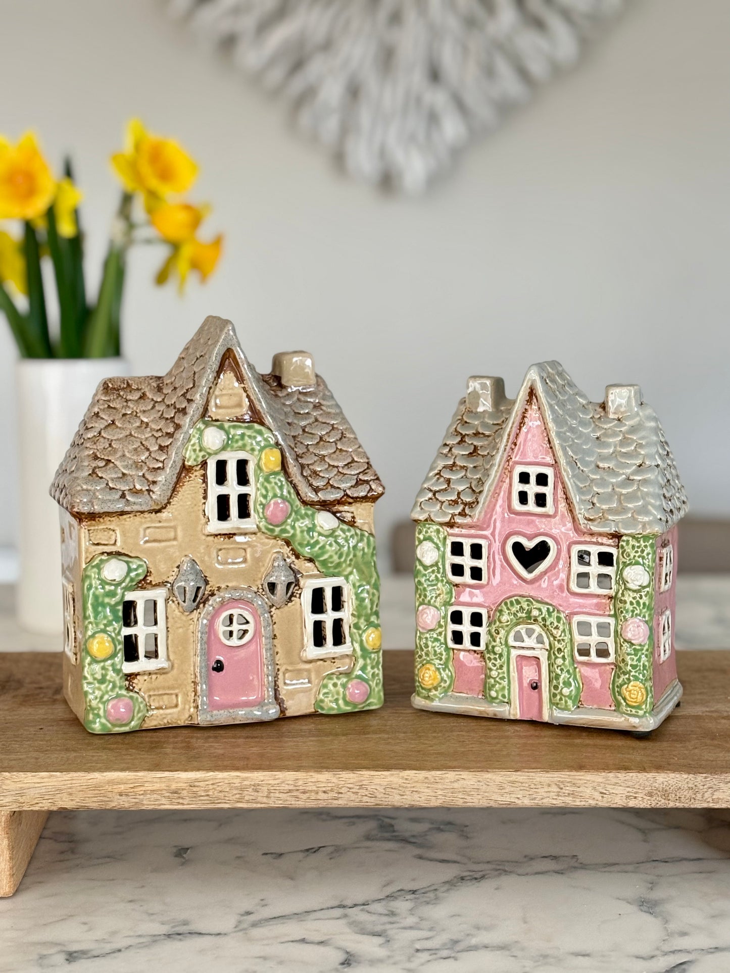 Ceramic Cottage Tea Light House Holders