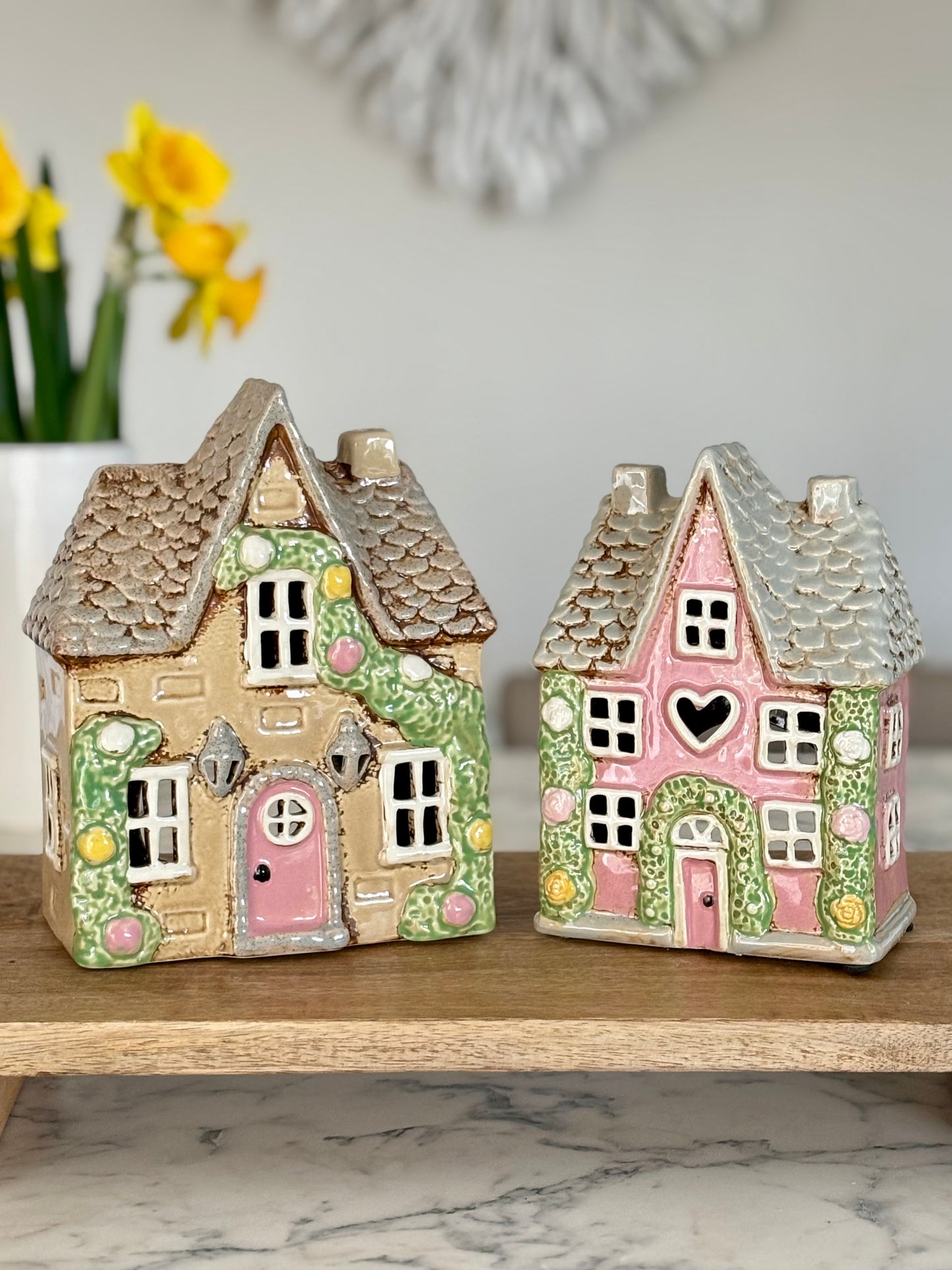 Ceramic Cottage Tea Light House Holders