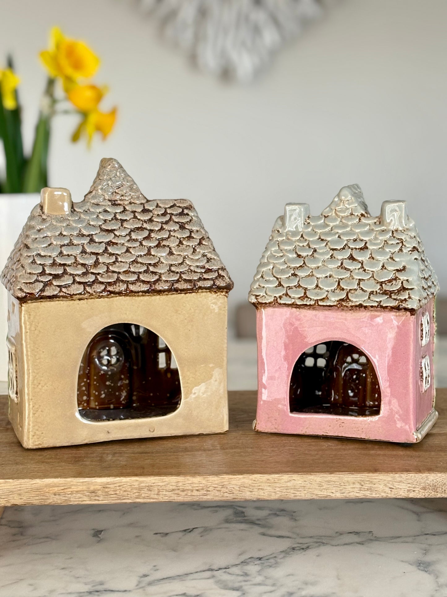 Ceramic Cottage Tea Light House Holders