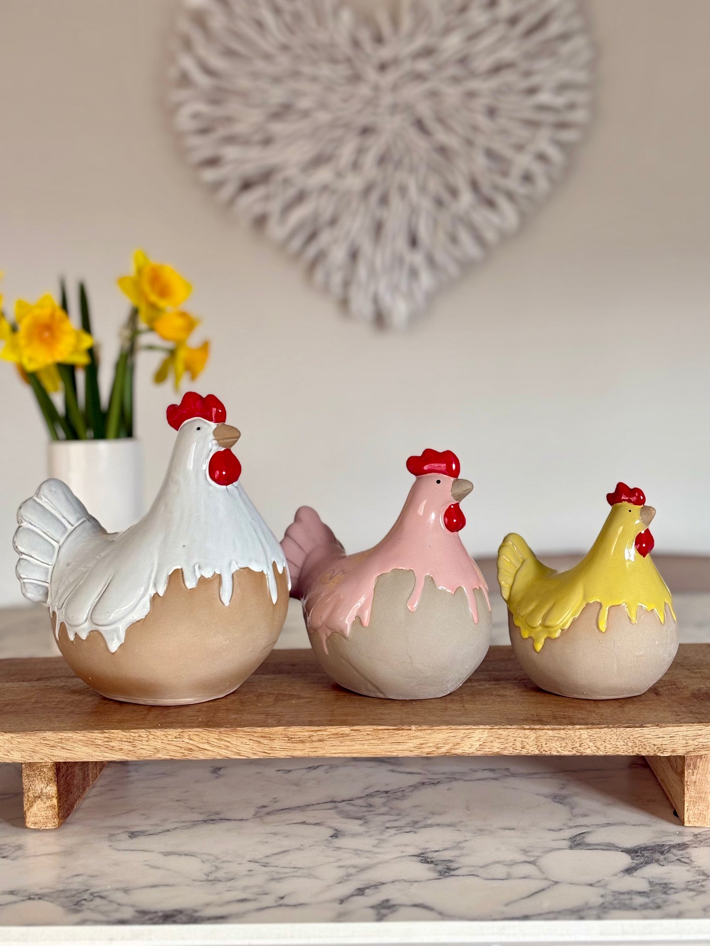 Ceramic Pastel Chicken Ornaments | Spring Hen Decorations