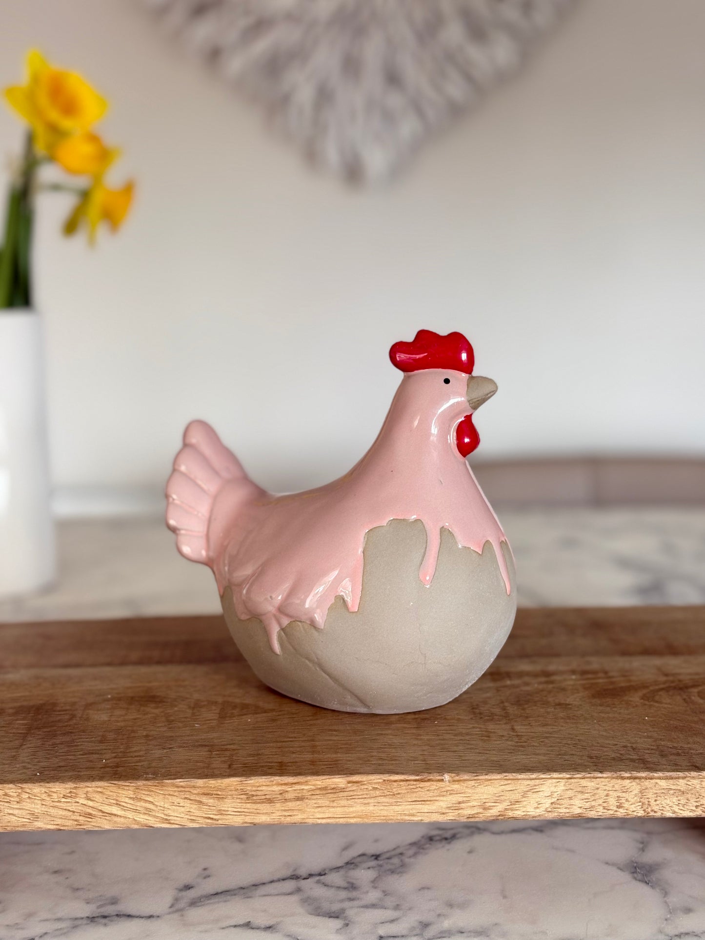 Ceramic Pastel Chicken Ornaments | Spring Hen Decorations