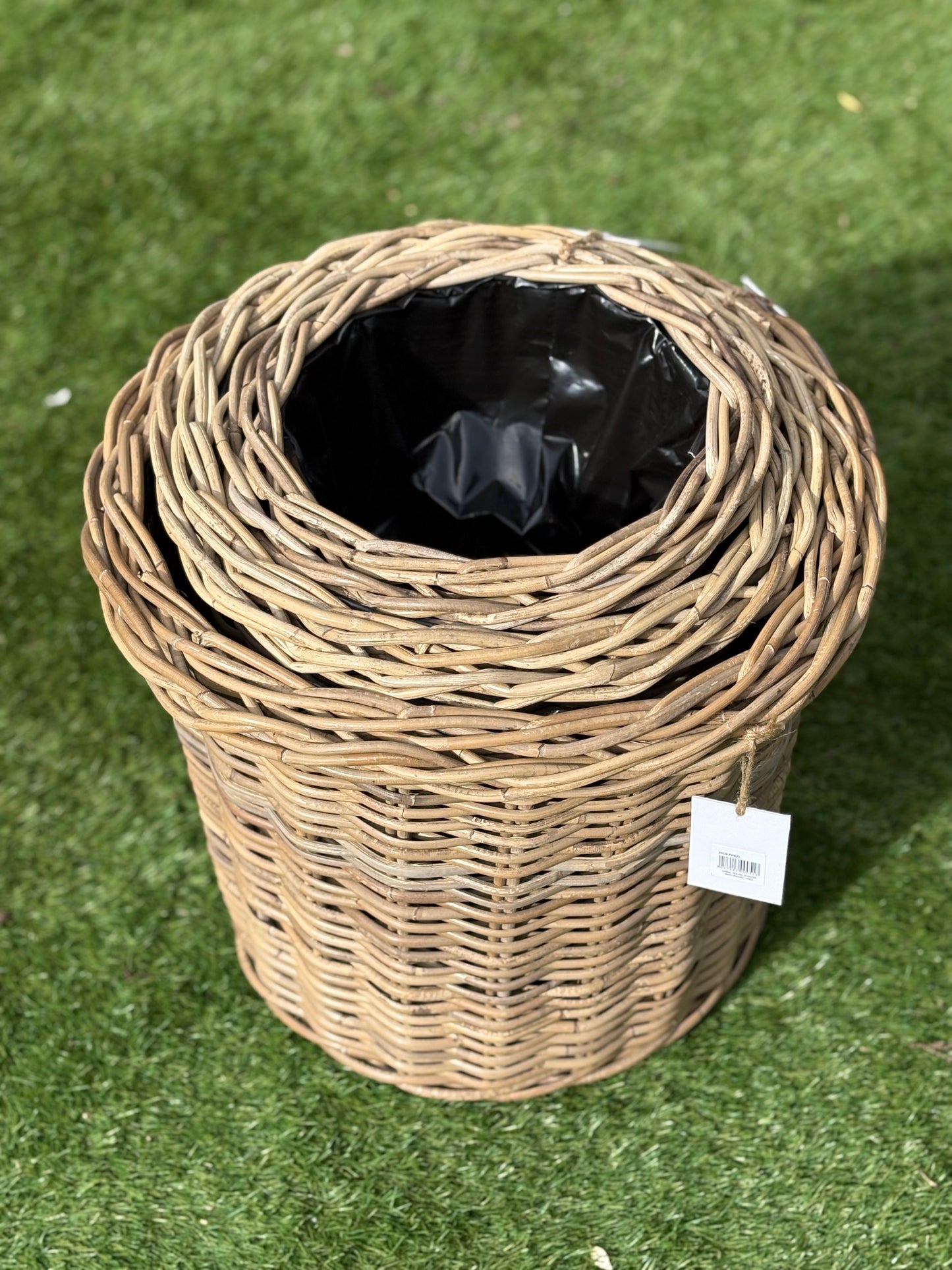 Round Rattan Basket Planters with Lining