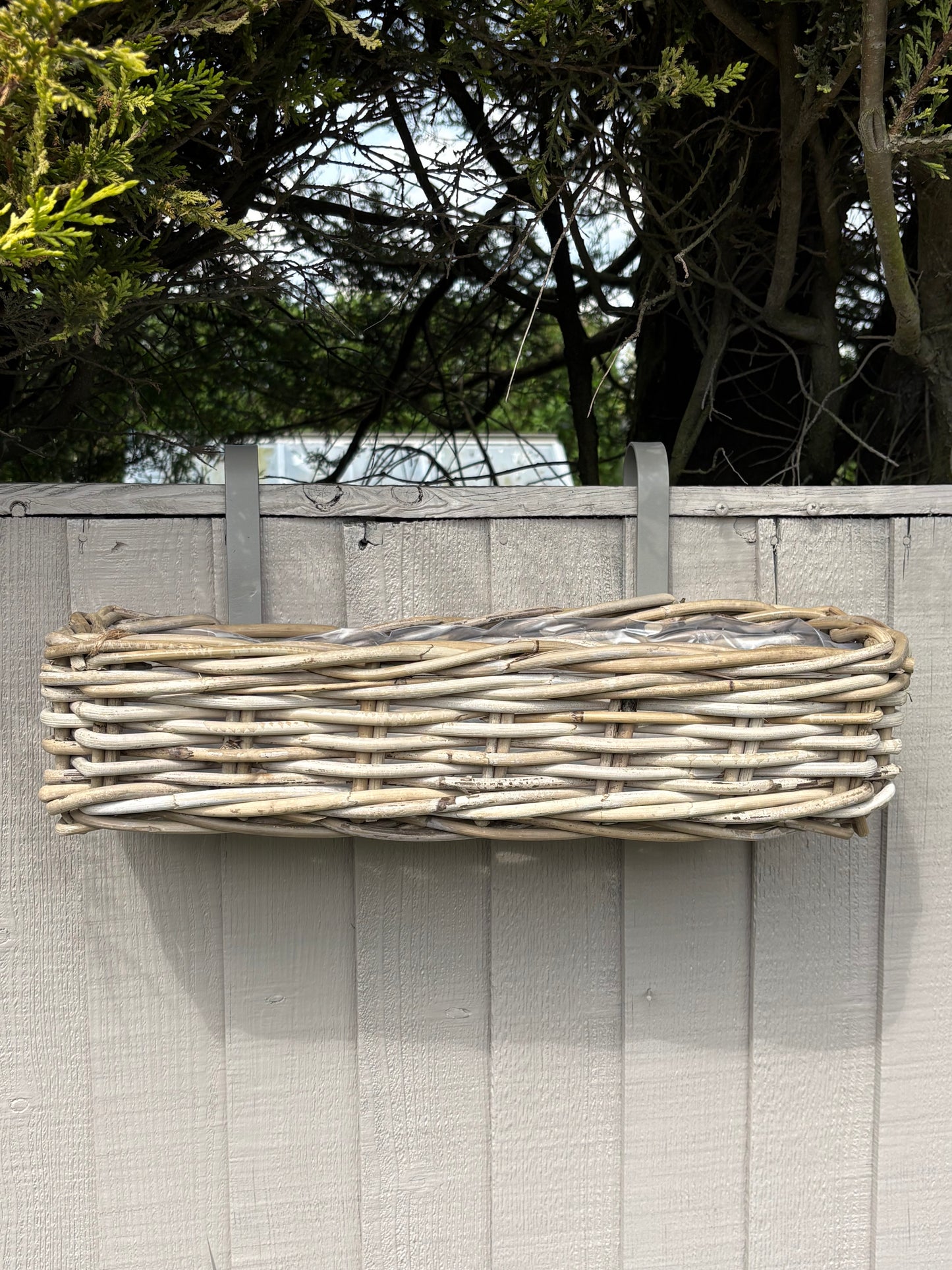 Rattan Hanging Lined Planter Basket with Hooks