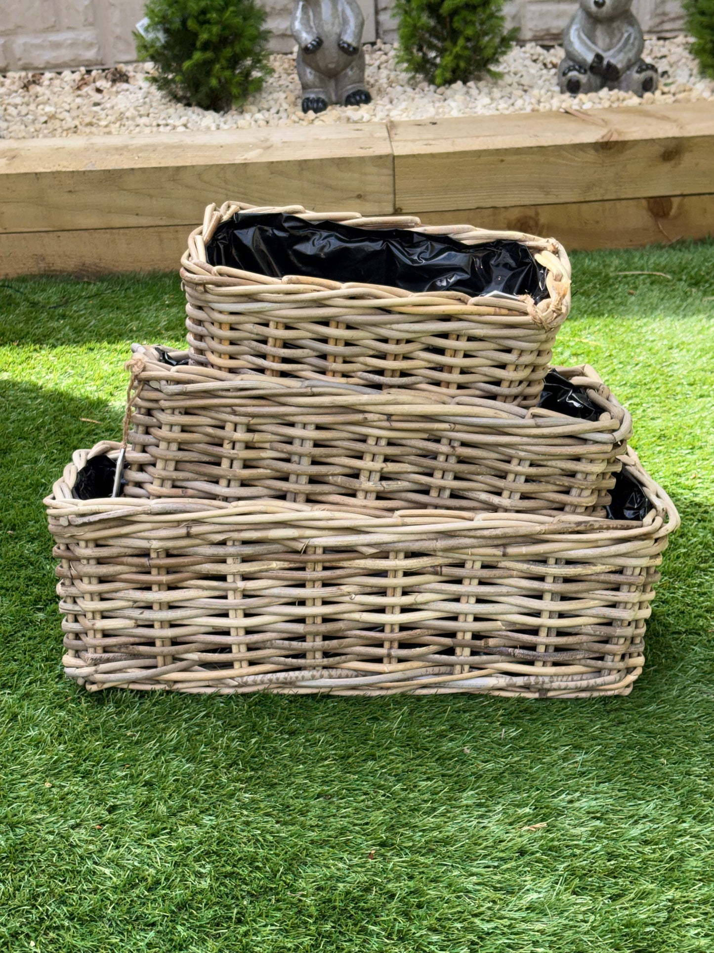 Rattan Rectangular Lined Planter Baskets