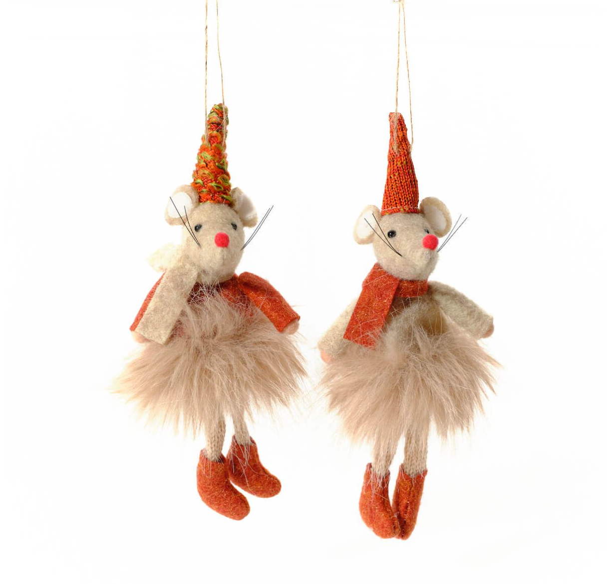 Fabric Festive Mouse Hangers in Hats & Scarves