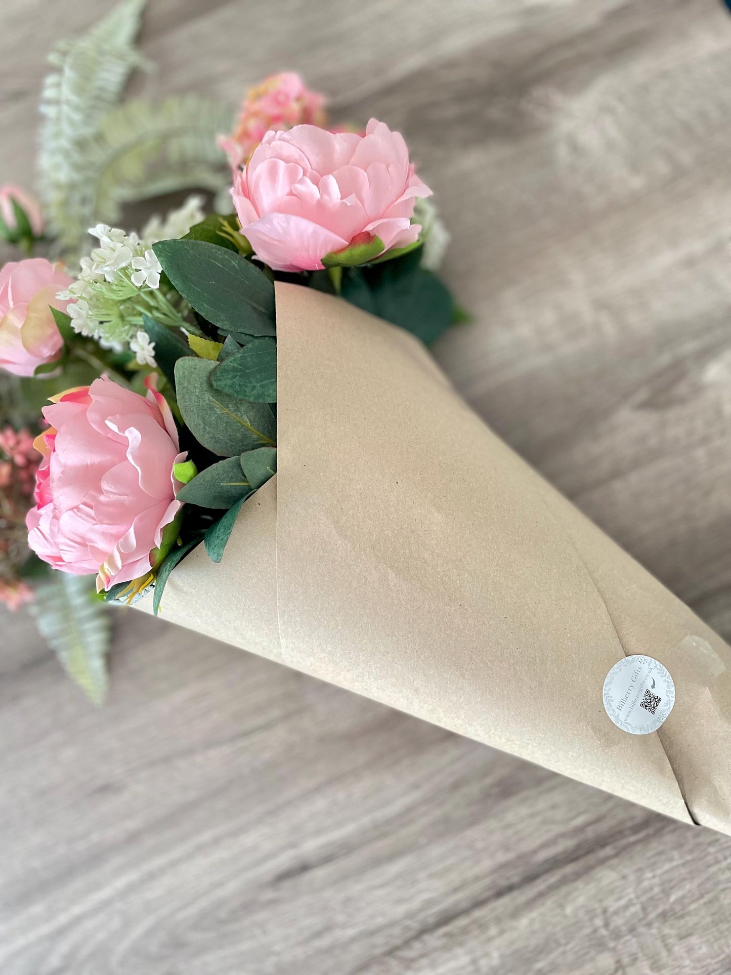Pink & White Artificial Hydrangea Bouquet Flower Arrangement | Artificial Hydrangea Stems | Pink Hydrangea | White Hydrangea