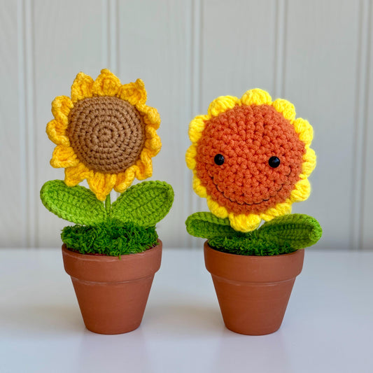 Knitted Sunflower in Plant Pot Ornaments