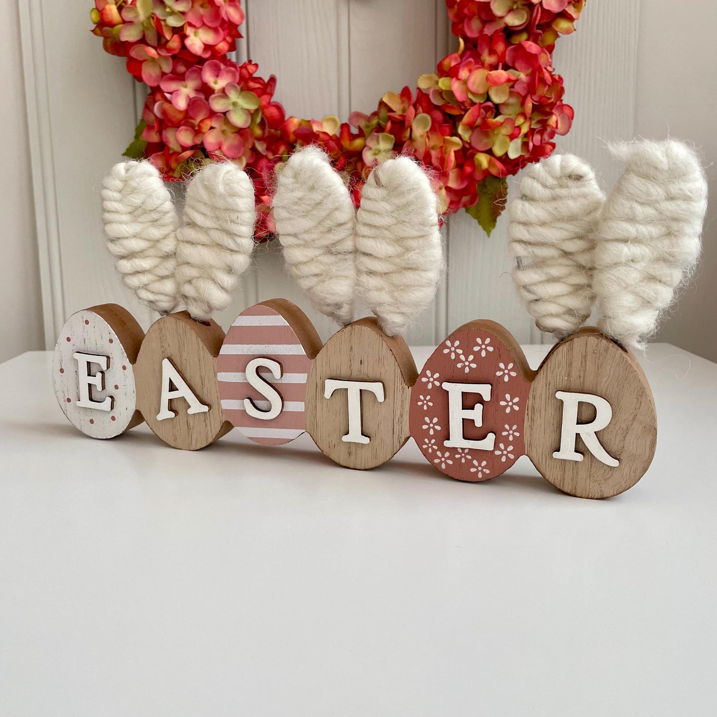 Easter Egg Bunny Ears Wooden Display Sign