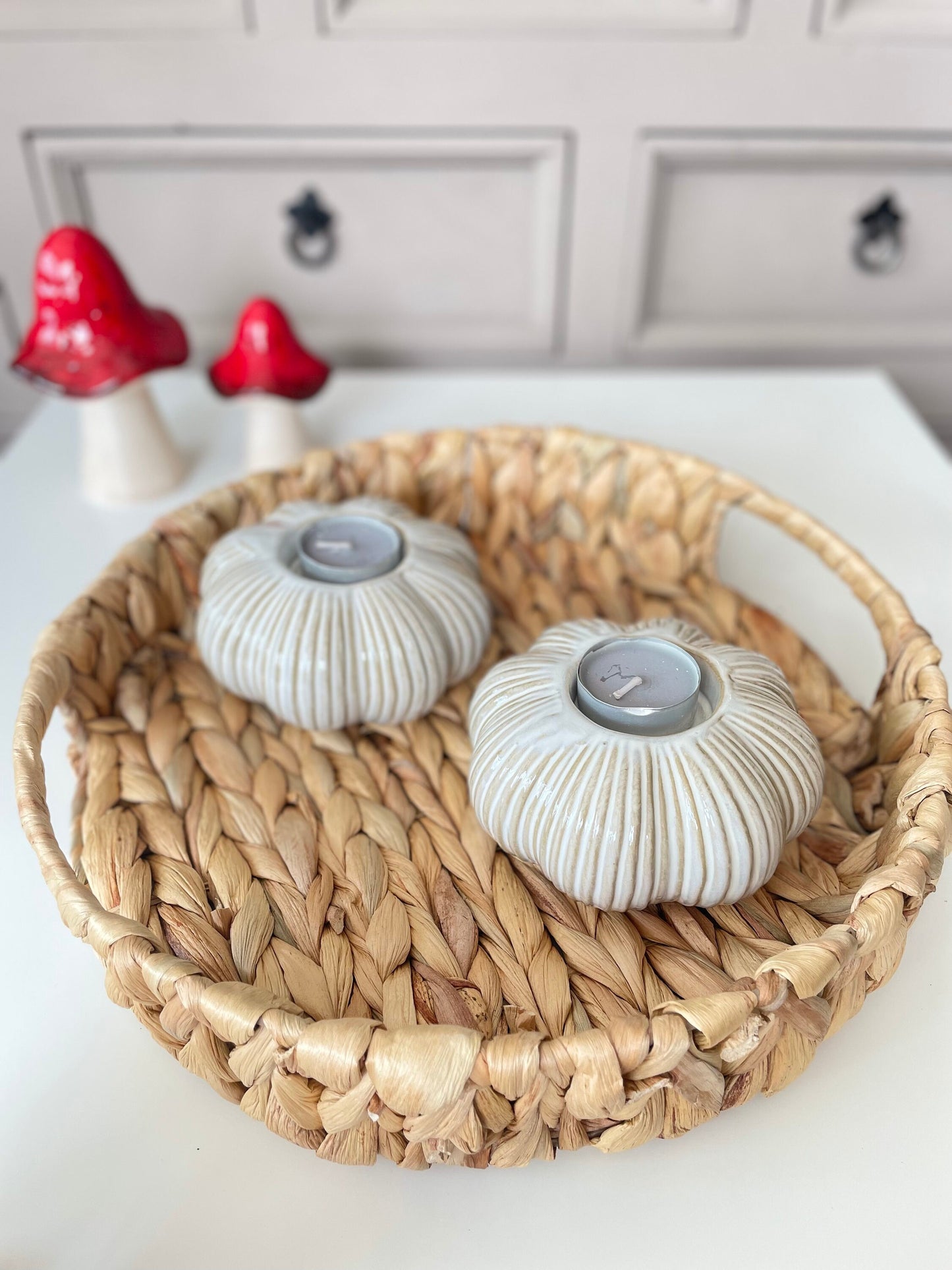 Glazed Ceramic Pumpkin Tea Light Holder