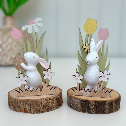 Rustic Wooden Easter Bunny Rabbit Flower Decorations