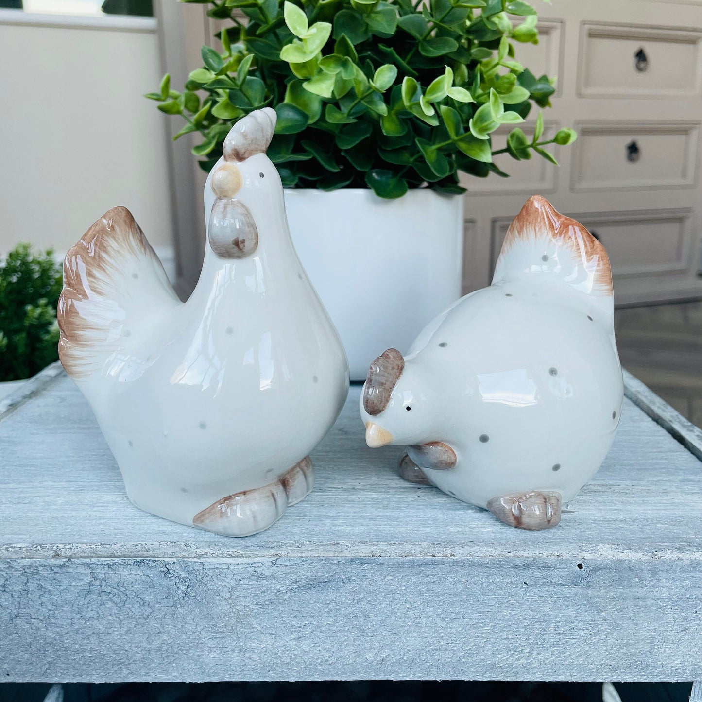 Ceramic Dotty Chicken Ornaments
