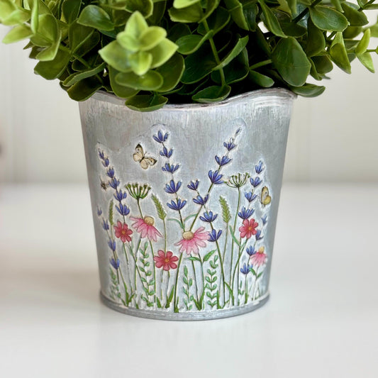 Metal Floral Plant Pot