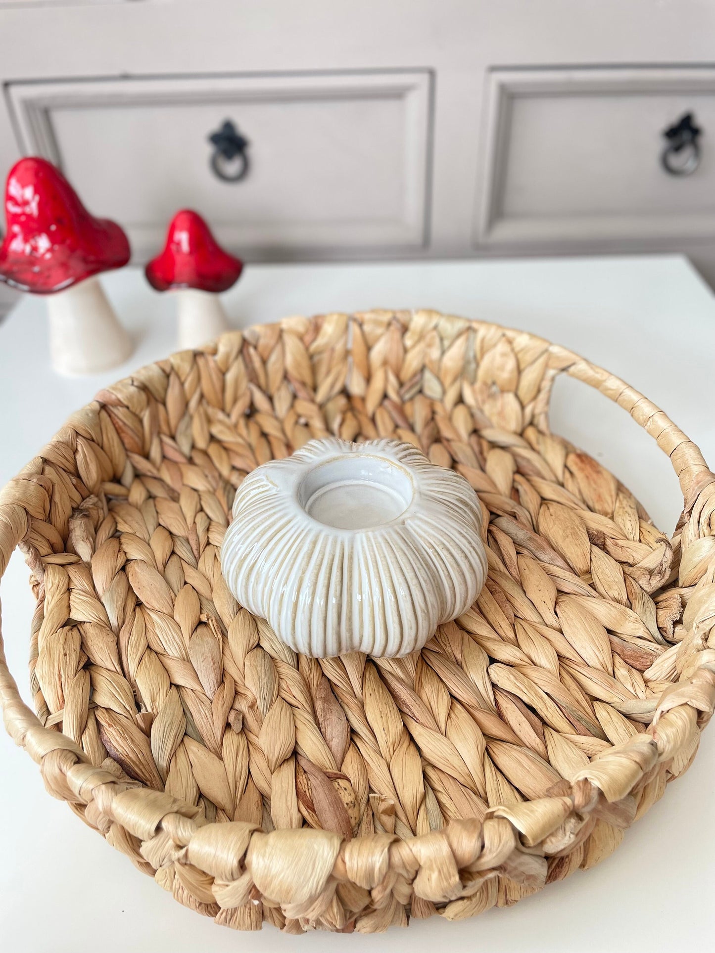 Glazed Ceramic Pumpkin Tea Light Holder
