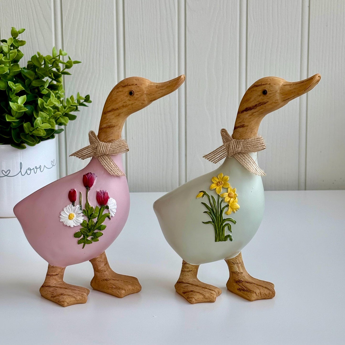 Spring Floral Standing Duck Ornaments