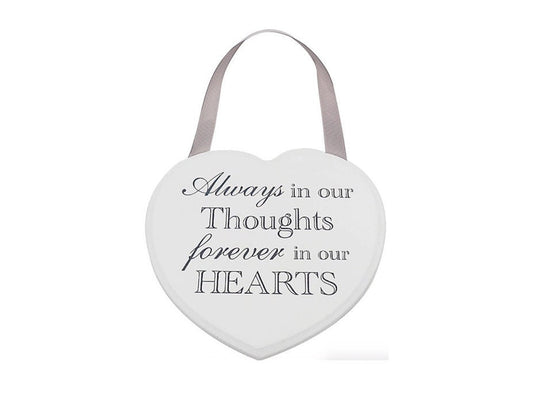 LARGE 'Always In Our Thoughts' Hanging Heart Plaque  - 17 x 17 x 1 cm