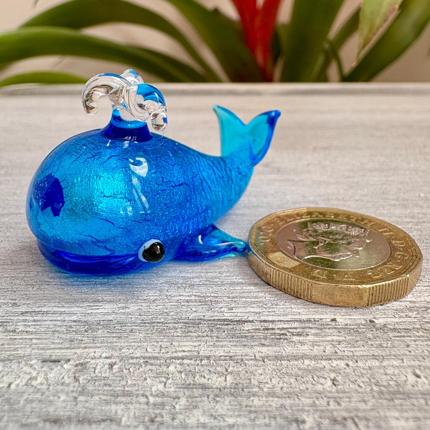 Miniature Glass Whale with Spout Figurine Collectable Ornament