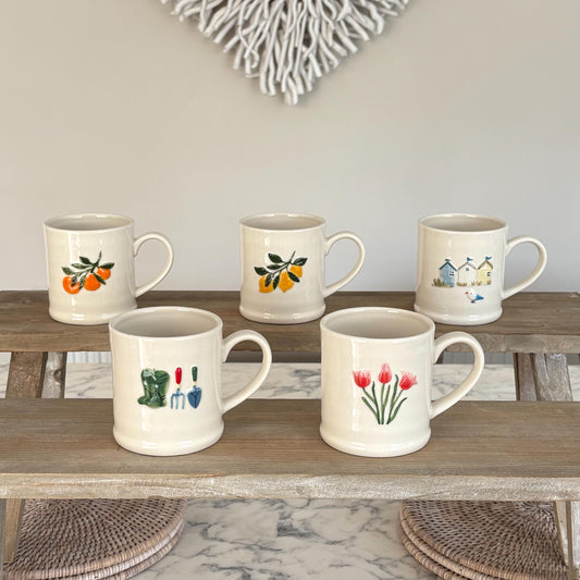 Embossed Stoneware Mugs
