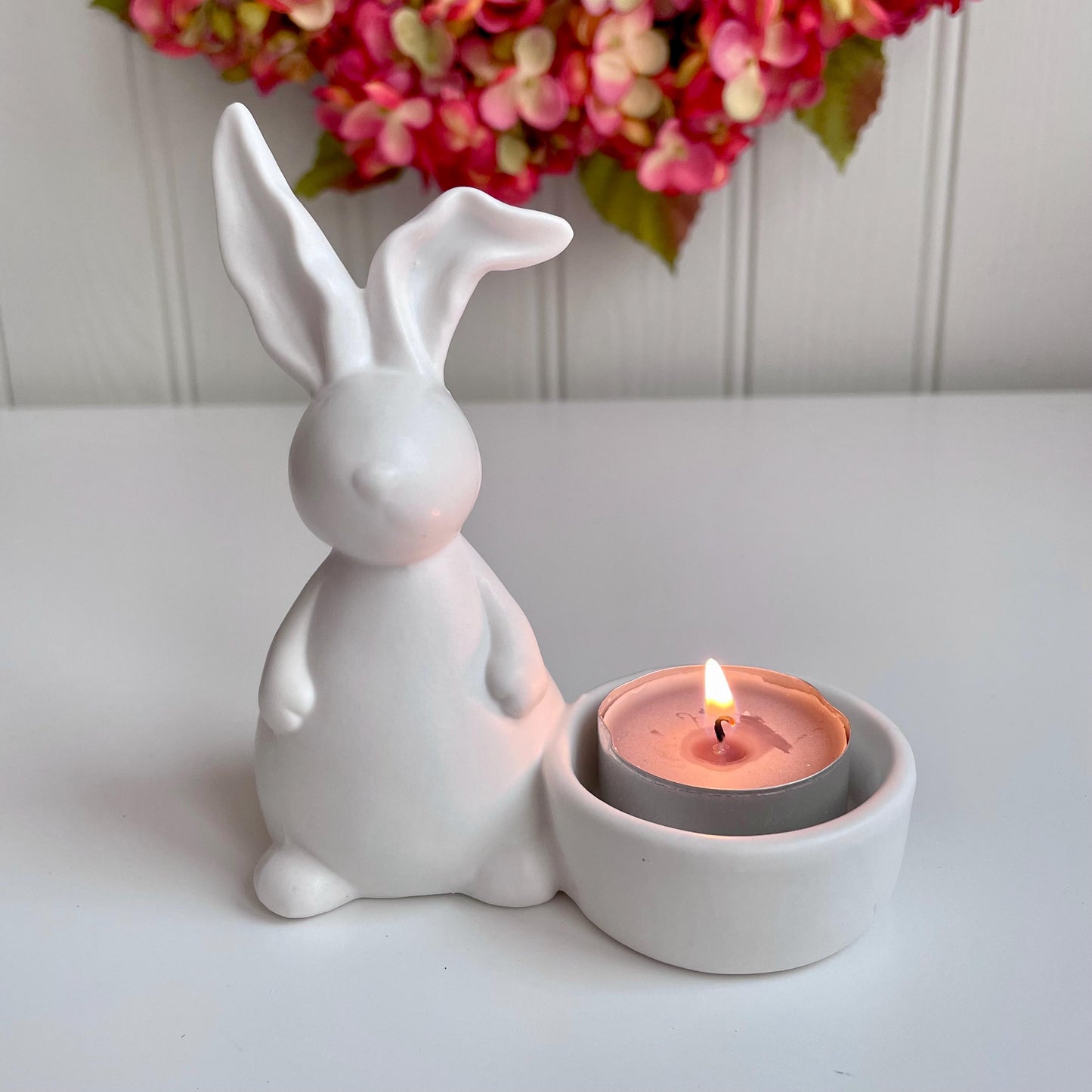 White Porcelain Rabbit Tea Light Holder