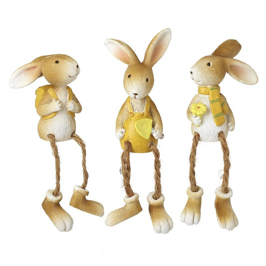 Bunny Rabbit Shelf Sitter Ornaments with Dangly Legs
